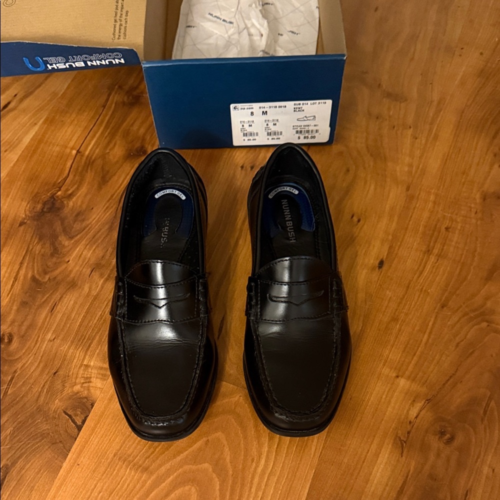 Nunn Bush Men's Black Leather Penny Loafers Slip-On